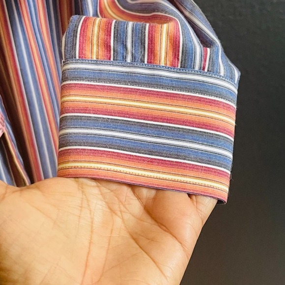 Burberry Men's Multicolor Vertical Stripe Casual Button-Down Shirt Size XL - Picture 11 of 15